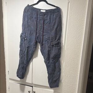 Anthropologie Navy Blue Cropped Cargo Jogger Pants